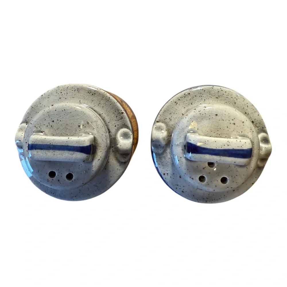 Vintage Ceramic Home Sweet Home Jugs Salt & Pepper Shakers Japan Blue & Grey - Picture 4 of 5